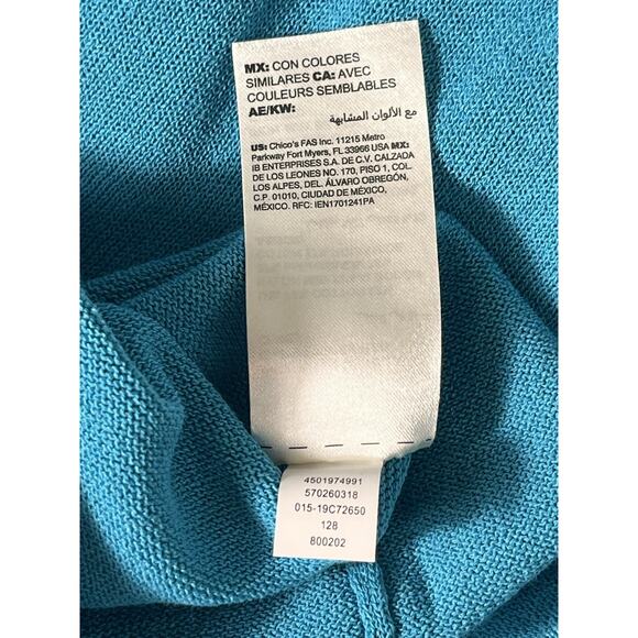 Chico’s Size Large Turquoise Blue Knit Tank Top‎ Sleeveless Cotton Blend - Picture 7 of 7